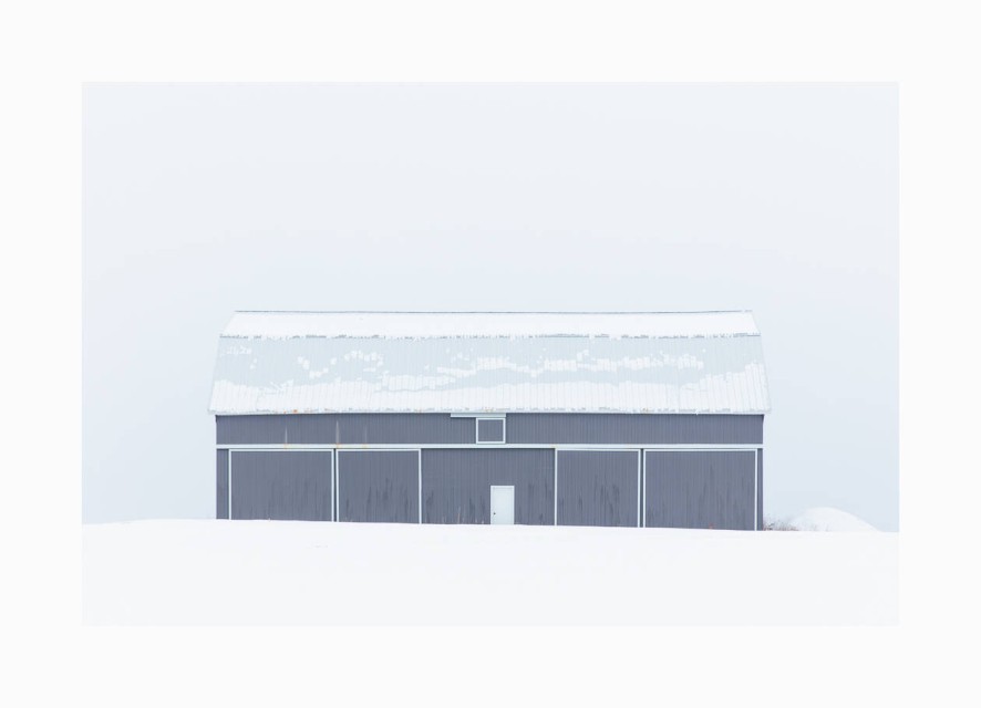 Grey Barn WIth Snow